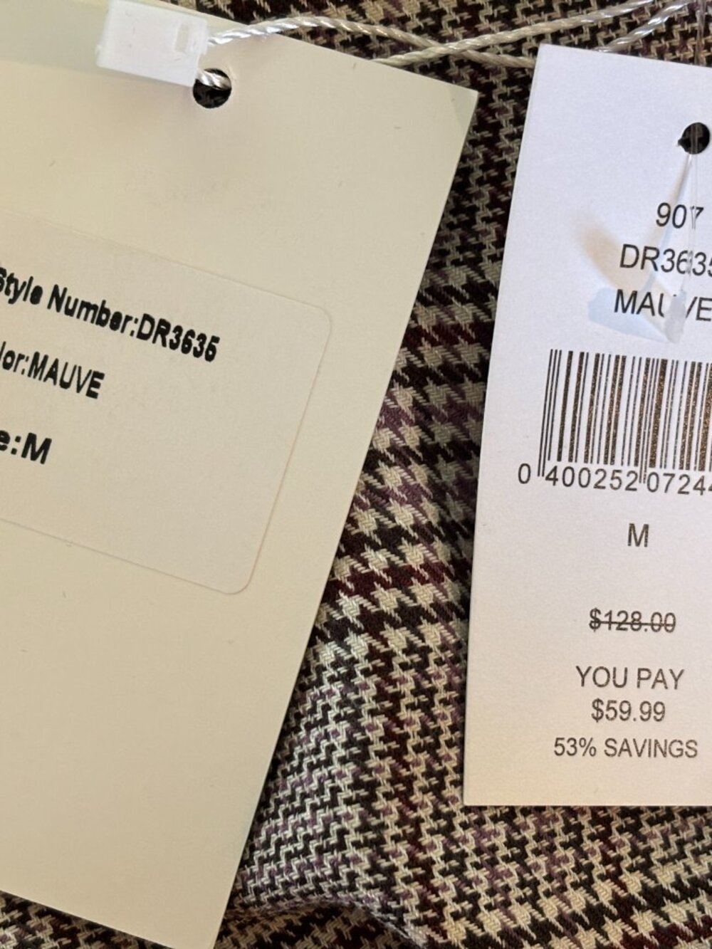 AK Collection Mauve Plaid Maxi Shirtdress Medium NWT - Picture 6 of 7